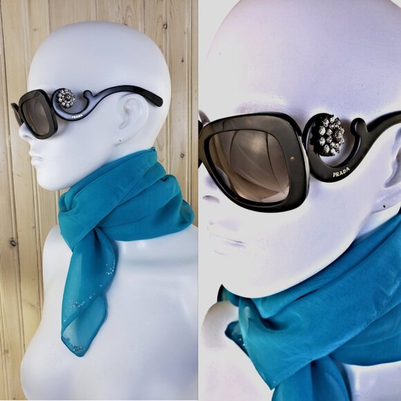 PRADA Baroque Tortoise Sunglasses w/Swarovski Crystal Temples #SPR270 - Picture 15 of 16